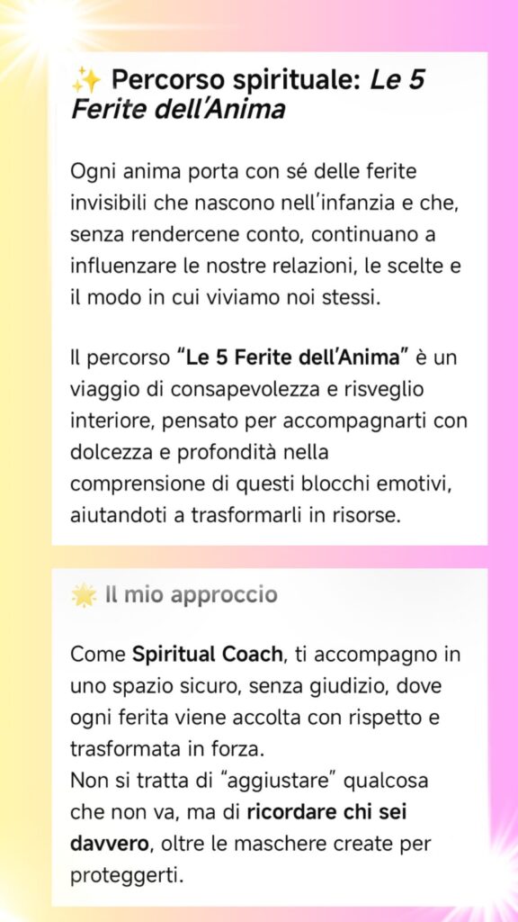 Le 5 ferite dell'anima - locandina informativa 1
